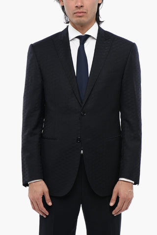 Jacquard Virgin Wool Blazer with Peak Lapel