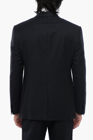 Jacquard Virgin Wool Blazer with Peak Lapel
