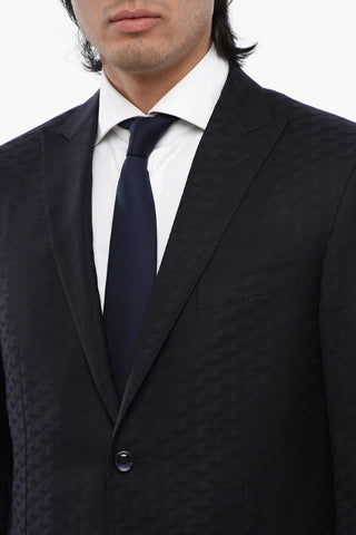 Jacquard Virgin Wool Blazer with Peak Lapel