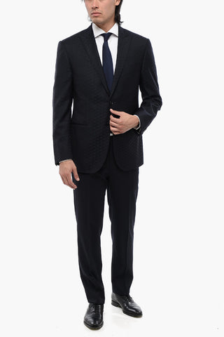 Jacquard Virgin Wool Blazer with Peak Lapel