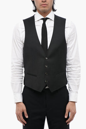 CC COLLECTION Virgin Wool-Blend Waistcoat with Martingale