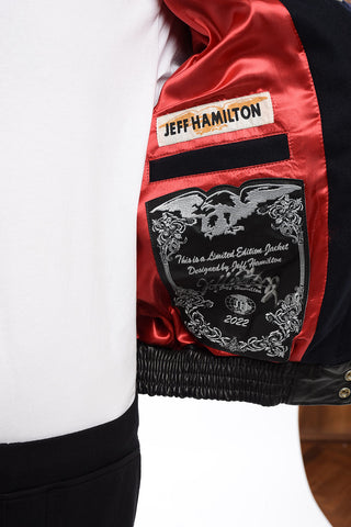 Wool Multi-Patches Varsity Bomber Jacket with Leather Trims