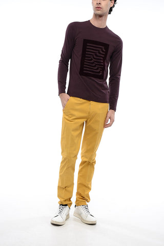 T-shirt in Cotone Stretch con Stampa Floccata