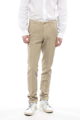 ID Linen and Cotton Chinos Pants with Belt Loops