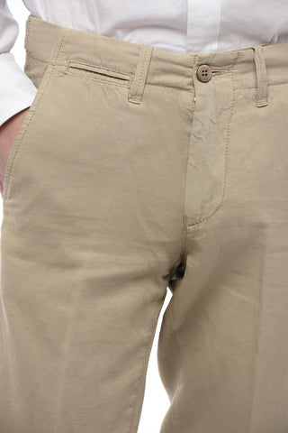 ID Linen and Cotton Chinos Pants with Belt Loops