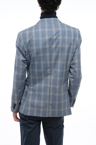 Giacca a 2 Bottoni GATE Motivo Plaid due Spacchi Revers Classico