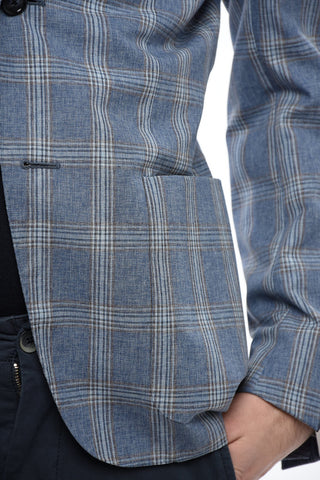 Giacca a 2 Bottoni GATE Motivo Plaid due Spacchi Revers Classico