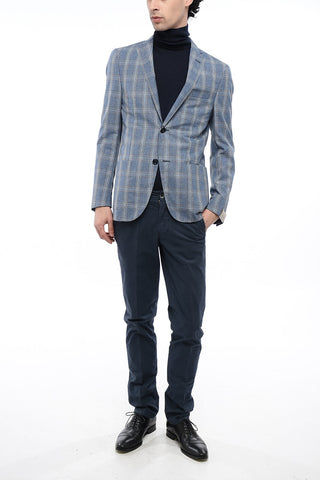 Giacca a 2 Bottoni GATE Motivo Plaid due Spacchi Revers Classico