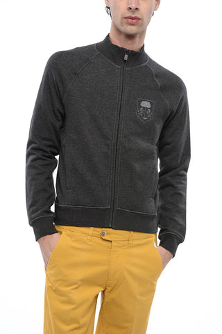 Ton-sur-ton Embroidered Sweatshirt with Half Zip