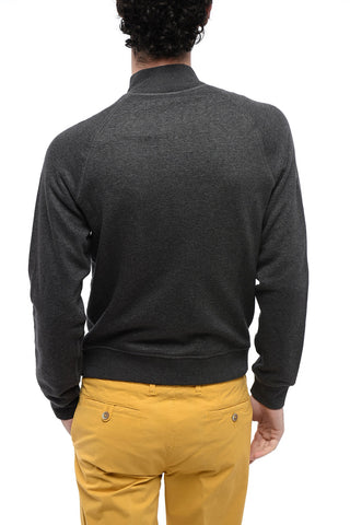 Ton-sur-ton Embroidered Sweatshirt with Half Zip