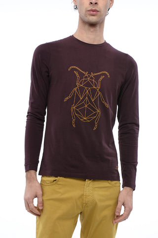 Stretch-cotton T-shirt with Contrasting Print