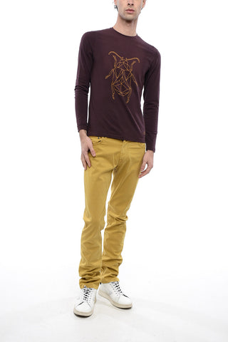 Stretch-cotton T-shirt with Contrasting Print
