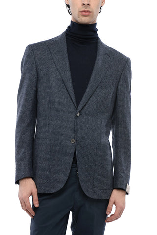 Blazer aus Seidenmix mit Micro-Pied-de-Poule-Muster