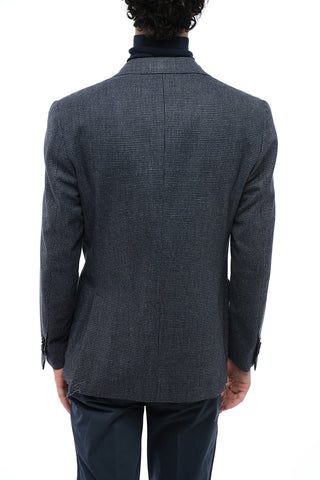 Blazer aus Seidenmix mit Micro-Pied-de-Poule-Muster