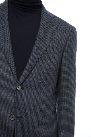Blazer aus Seidenmix mit Micro-Pied-de-Poule-Muster