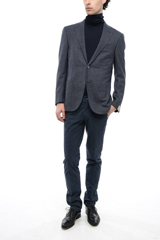 Blazer aus Seidenmix mit Micro-Pied-de-Poule-Muster