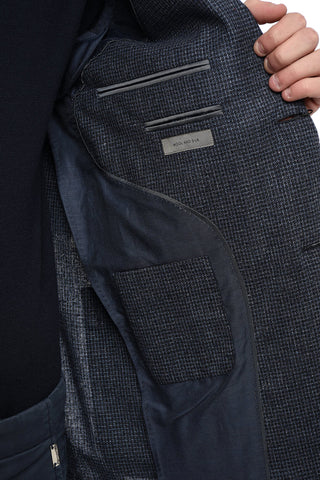 Blazer aus Seidenmix mit Micro-Pied-de-Poule-Muster