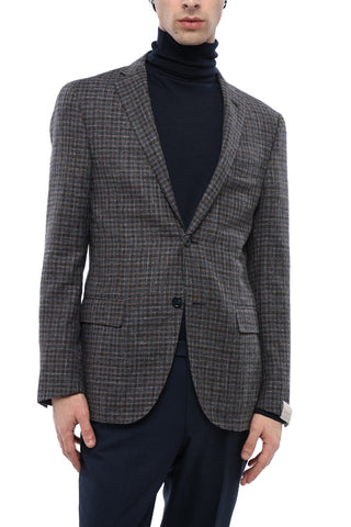Gun Club Check Side Vents Notch Lapel 2-Button Blazer