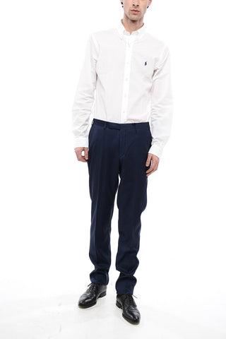 CC COLLECTION Virgin Wool Blend Pants with Pinstriped Motif