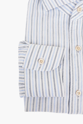 ID Awning Striped Linen Blend Shirt with Breast-pocket
