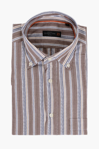 ID Button-down Cotton Shirt with Bayadere Motif