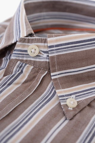 ID Button-down Cotton Shirt with Bayadere Motif