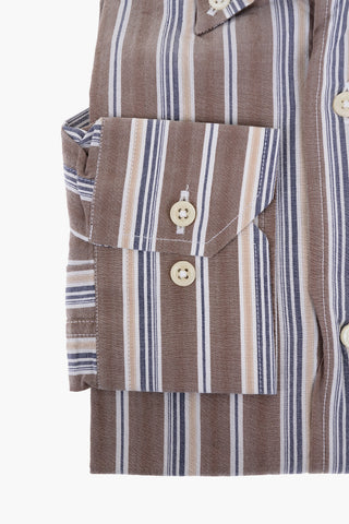 ID Button-down Cotton Shirt with Bayadere Motif