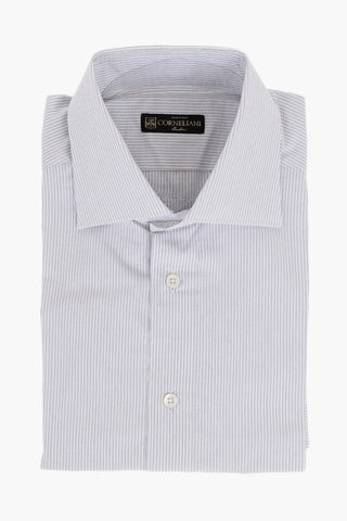 Standard Collar Pinstriped Cotton Shirt