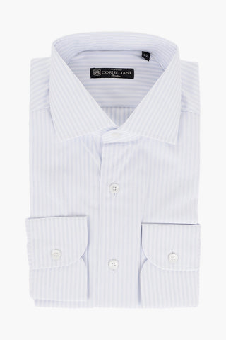 Pinstriped Cotton Shirt with Standard Collar