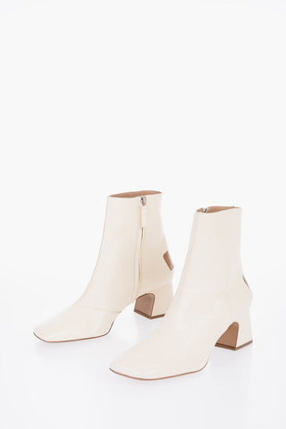 Leather Booties With Cut-out detail Heel 6 cm