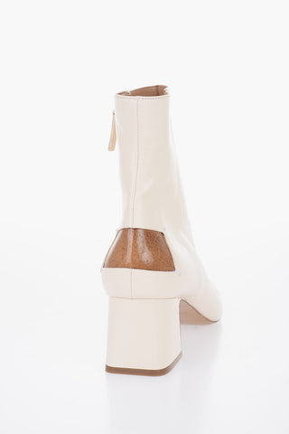 Leather Booties With Cut-out detail Heel 6 cm