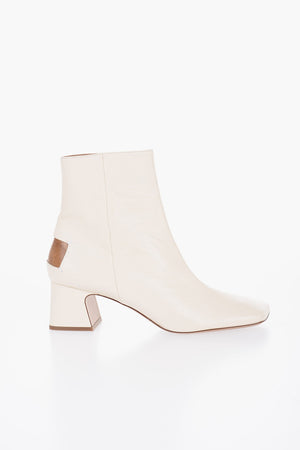 Leather Booties With Cut-out detail Heel 6 cm