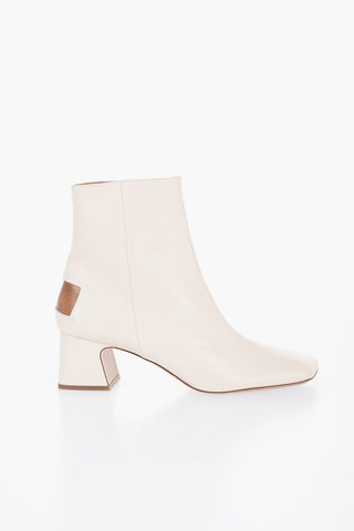 Leather Booties With Cut-out detail Heel 6 cm