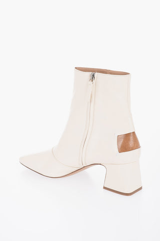 Leather Booties With Cut-out detail Heel 6 cm