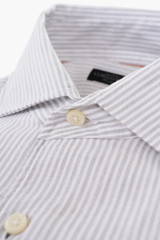 ID Awning Striped Linen Blend Shirt with Breast-pocket