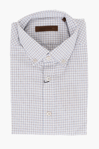 ID Camicia Button-down in Misto Cotone con Motivo Gingham