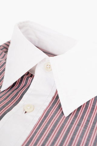 ID Balanced Stripe Cotton Shirt with Contrasting Details