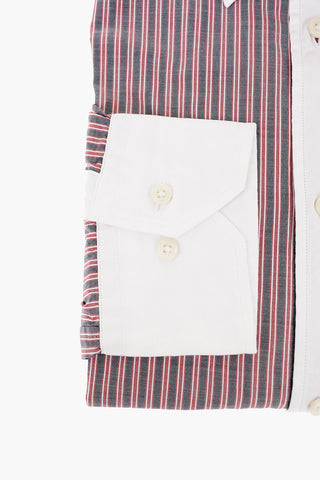 ID Balanced Stripe Cotton Shirt with Contrasting Details