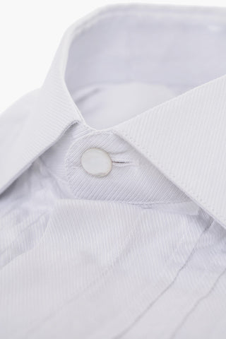 Twill Cotton Tuxedo Shirt with Hidden Buttoning