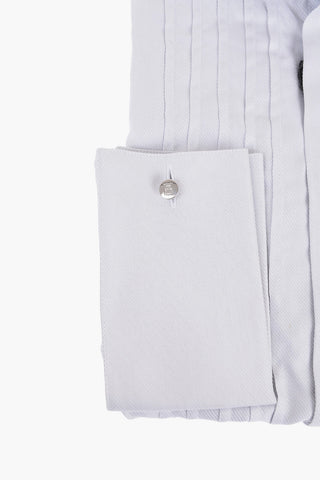 Twill Cotton Tuxedo Shirt with Hidden Buttoning