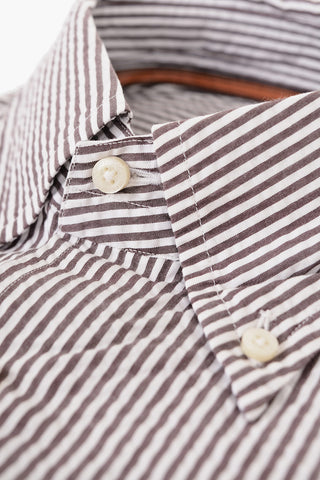 ID Awning Striped Cotton Shirt with Button-down Collar