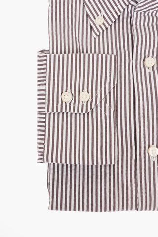 ID Awning Striped Cotton Shirt with Button-down Collar