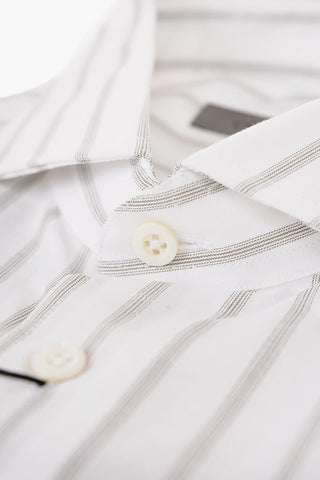 Pinstriped Cotton Blend Shirt with Standard Collar