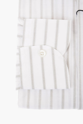 Pinstriped Cotton Blend Shirt with Standard Collar