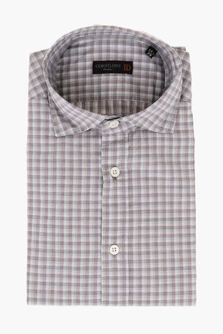 ID Gingham Patterned Cotton Shirt with Standard Collar