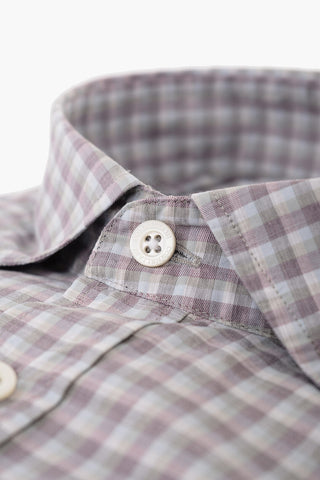 ID Gingham Patterned Cotton Shirt with Standard Collar