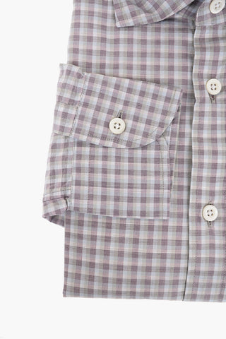 ID Gingham Patterned Cotton Shirt with Standard Collar