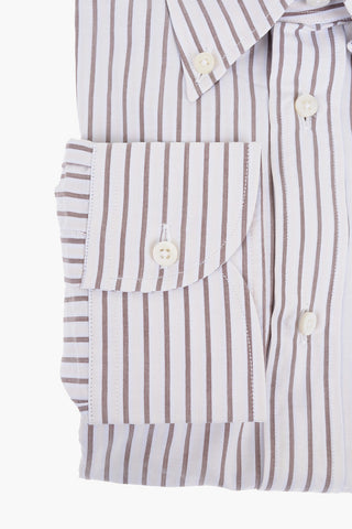 Awning Stripe Cotton Shirt with Button-down Collar