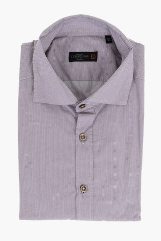 ID Camicia in Cotone con Micro Motivo Geometrico