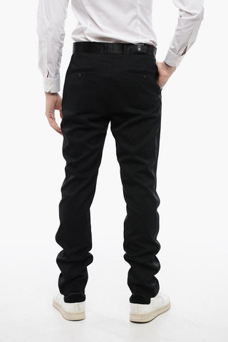 4-Pocketed Wool Blend Pants with Satin Details